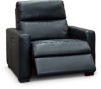 Navy Blue Leather-Match Power Recliner Chair and a Half - Angler-2