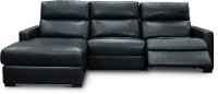 Blue Leather-Match Power Reclining Sectional Sofa with Left-arm Facing Chaise - Angler