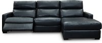 Blue Leather-Match Power Reclining Sectional Sofa with Right-arm Facing Chaise - Angler