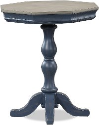 Rustic Ocean Blue and Sand Small End Table - Laurel Grove