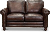 Traditional Brown Leather Loveseat - Hampton
