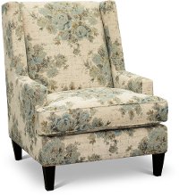 Traditional Blue and Cream Floral Accent Chair - Aram