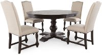 Brown and White 5 Piece Round Dining Set - Xcalibur-2