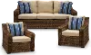 Tortola Wicker and Linen Sofa and 2 Chairs