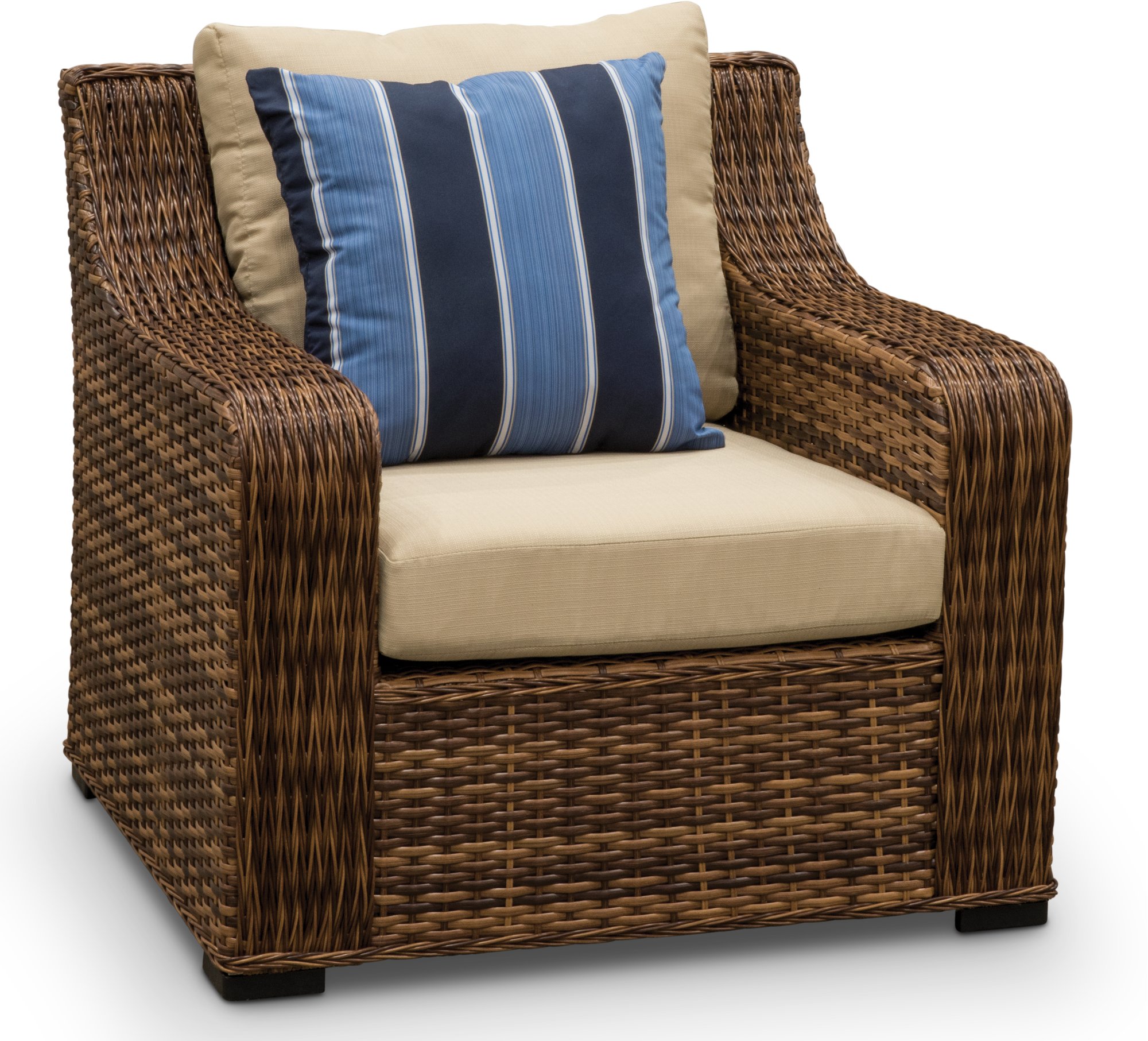 Wicker and Linen Sofa and 2 Chairs - Tortola-2