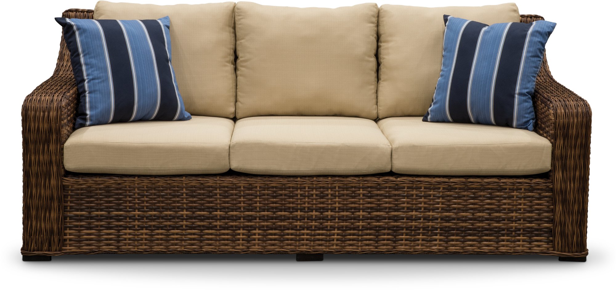 Wicker and Linen Sofa and 2 Chairs - Tortola-3