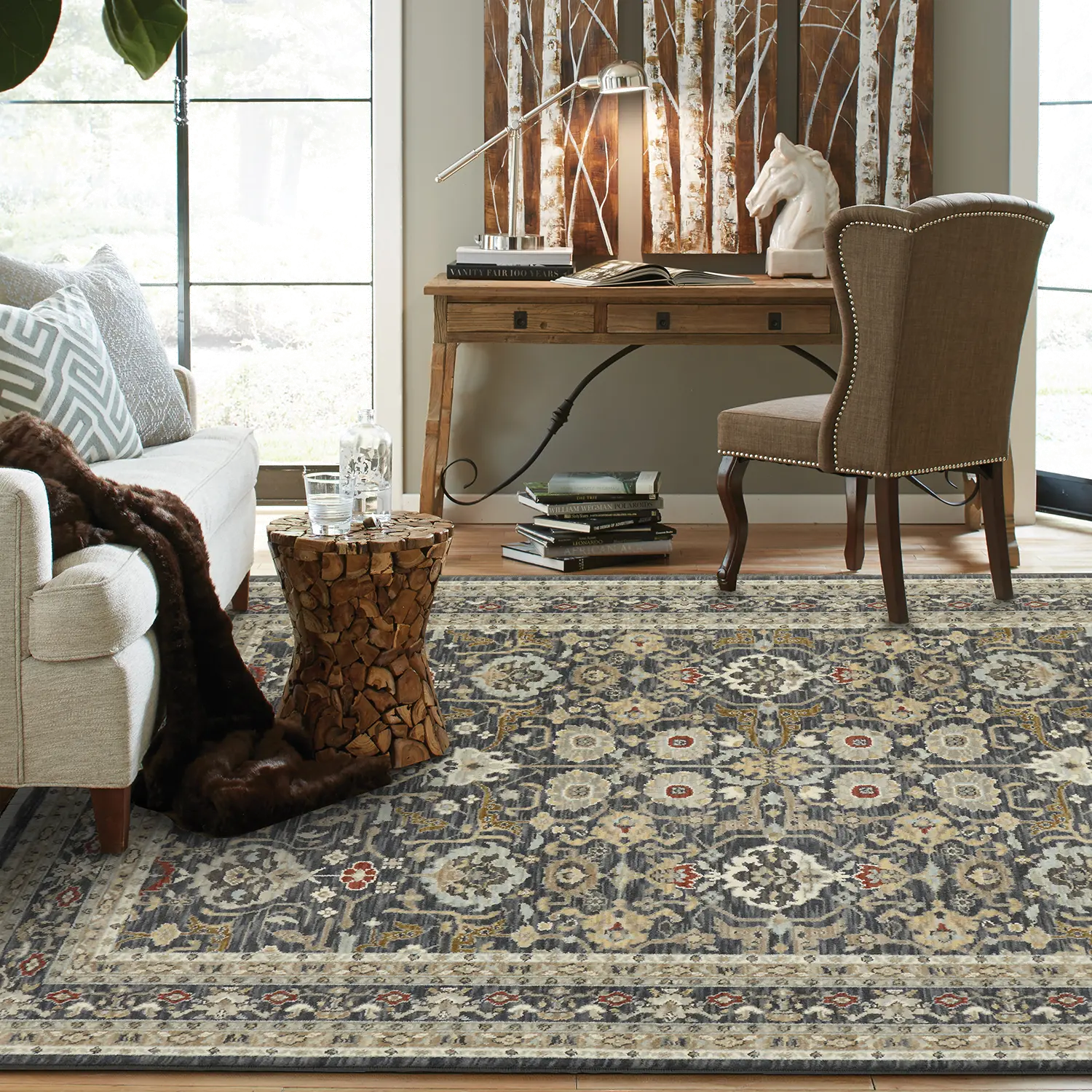 38861-17010 8 x 11 Large Charcoal Gray Area Rug - Masque-3