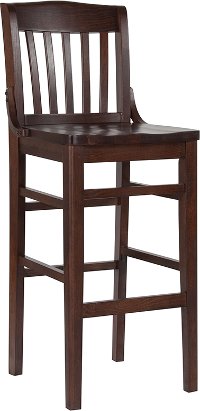 Walnut Wood 29 Inch Restaurant Bar Stool - Schoolhouse