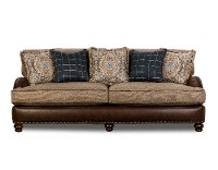 Traditional Two-Tone Brown Sofa - Cognac