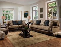 Traditional Two-Tone Brown Sofa - Cognac-2