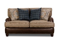 Traditional Two-Tone Brown Loveseat - Cognac