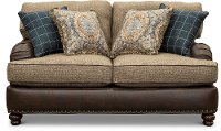 Traditional Two-Tone Brown Loveseat - Cognac-3