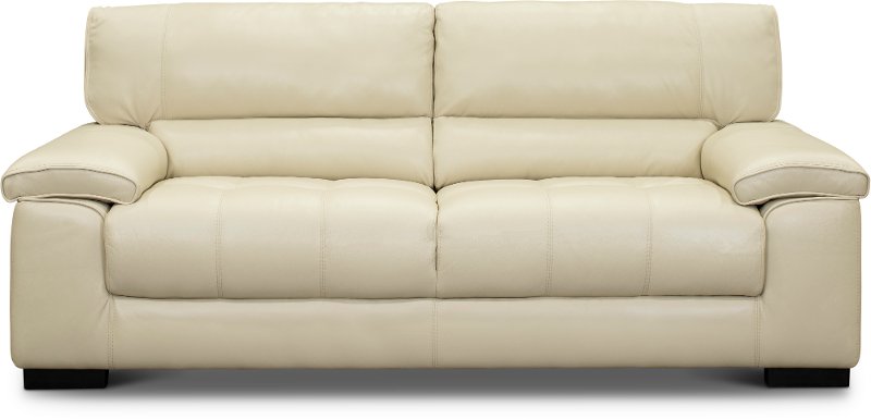 Contemporary Smoke White Leather Sofa Sienna Rc Willey