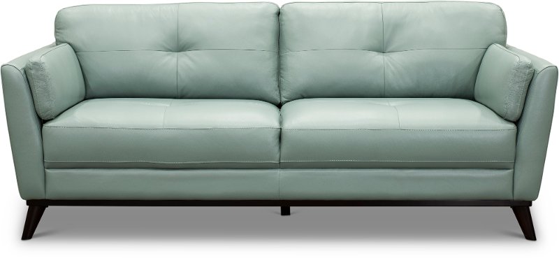 seafoam green leather sofa