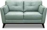 CC43-DA Modern Seafoam Green Leather Loveseat - Warsaw