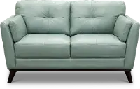 Modern Seafoam Green Leather Loveseat - Warsaw
