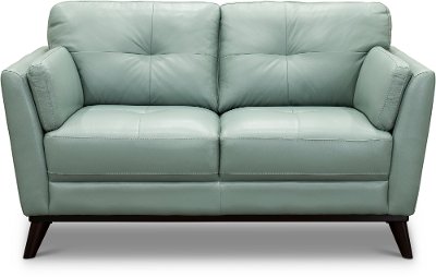CC43-DA Modern Seafoam Green Leather Loveseat - Warsaw