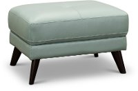 CC43-DC Modern Seafoam Green Leather Ottoman - Warsaw