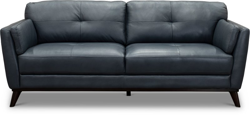 Modern Dark Blue Leather Sofa Warsaw Rc Willey Furniture Store