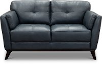 CC43-DA Modern Dark Blue Leather Loveseat - Warsaw