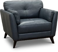 CC43-CA Modern Dark Blue Leather Chair - Warsaw