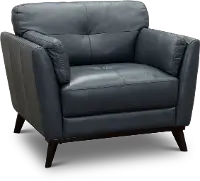 Warsaw Dark Blue Leather Chair