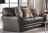 Classic Steel Gray Leather Loveseat - Denali