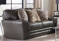 Classic Steel Gray Leather Loveseat - Denali