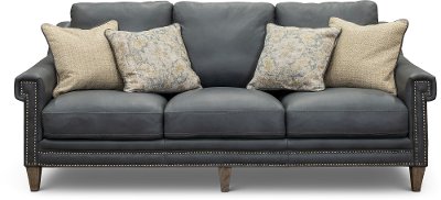 Classic Modern Sky Blue Leather Sofa - Luxe