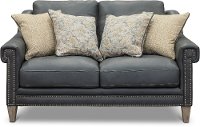 Classic Modern Sky Blue Leather Loveseat - Luxe