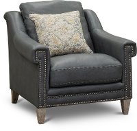 Classic Modern Sky Blue Leather Chair - Luxe