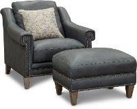 Classic Modern Sky Blue Leather Chair - Luxe-2