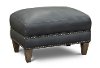 Classic Modern Sky Blue Leather Ottoman - Luxe