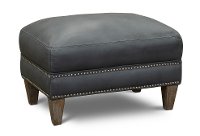 Classic Modern Sky Blue Leather Ottoman - Luxe