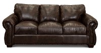 Traditional Brown Leather Sofa - Molasses