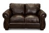 Traditional Brown Leather Loveseat - Molasses