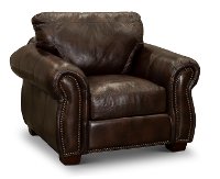 Traditional Brown Leather Chair - Molasses