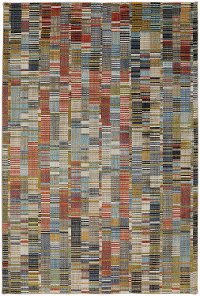 5 x 8 Medium Rust, Gray and Blue Rug - Metropolitan