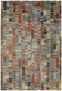 91003-99999 5 x 8 Medium Rust, Gray and Blue Rug - Metropolitan