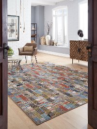 5 x 8 Medium Rust, Gray and Blue Rug - Metropolitan-2