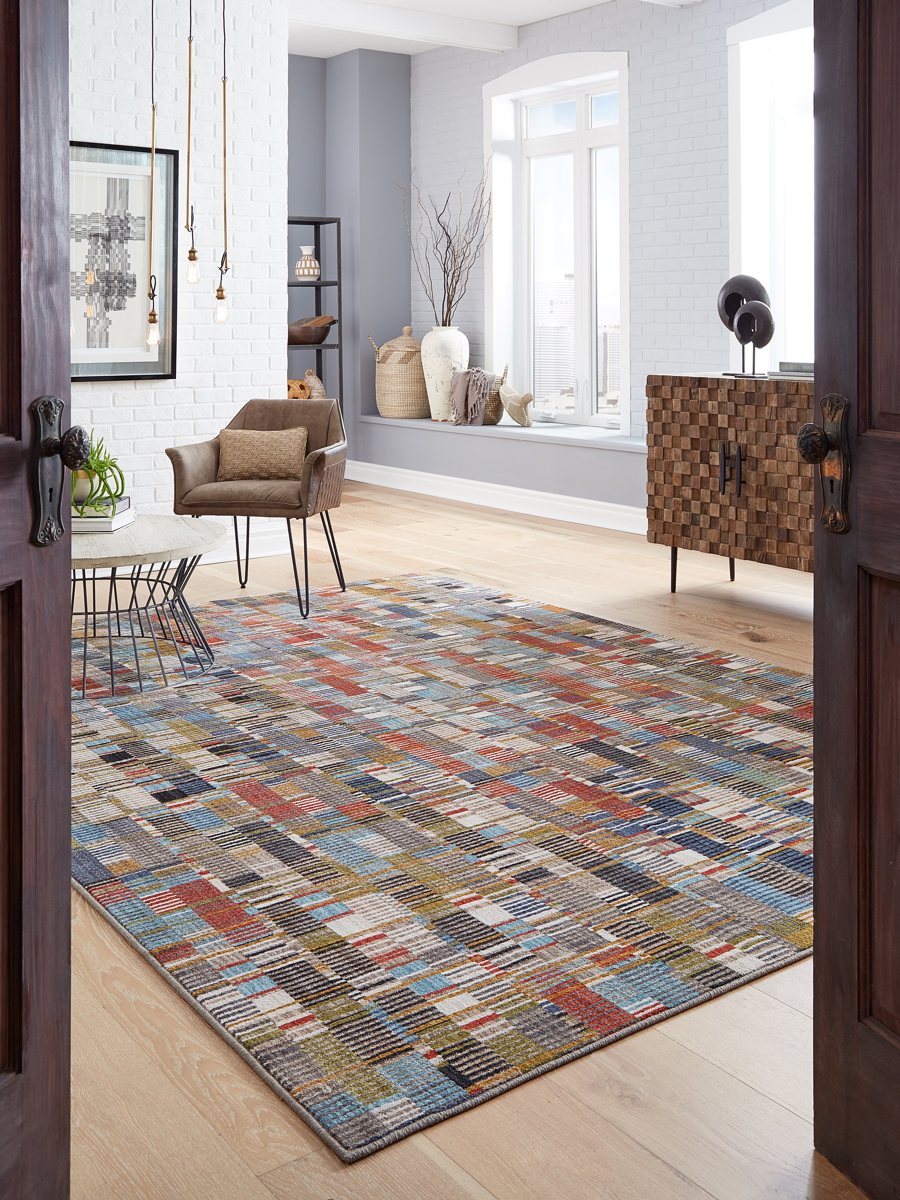 91003-99999 8 x 11 Large Rust, Gray and Blue Rug - Metropolitan-2