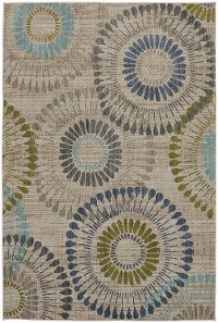 8 x 11 Large Beige, Citron, and Indigo Blue Rug - Metropolitan
