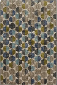 5 x 8 Medium Contemporary Citrine, Gray, and Blue Rug - Metropolitan