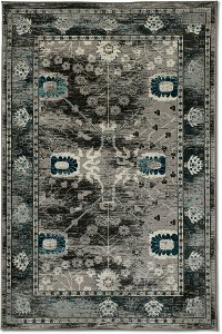 5 x 8 Medium Gray and Blue Rug - Vintage
