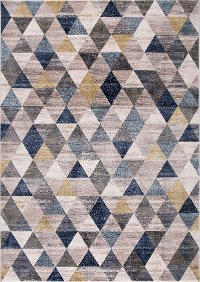 5 x 8 Medium Ivory, Gray, Purple, and Blue Rug - Olympus