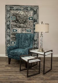 Blue Aegean Wingback Accent Chair - Lorette-2