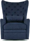 Alice Navy Wingback Swivel Chair with Kidney Pillow