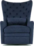 Alice Navy Wingback Swivel Chair with Kidney Pillow