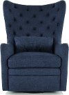 Navy Wingback Swivel Chair With Kidney Pillow - Alice