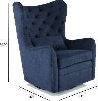 Navy Wingback Swivel Chair With Kidney Pillow - Alice-2